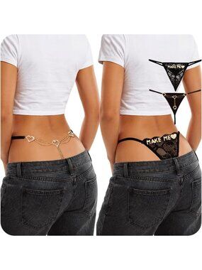Women's Silver Tassel Chain & Upme Adjustable Sexy Underwear Panties